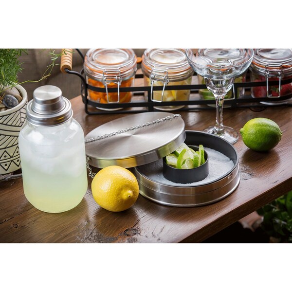 Mason Jar Glass Cktail Shkr SS Top, 14OZ