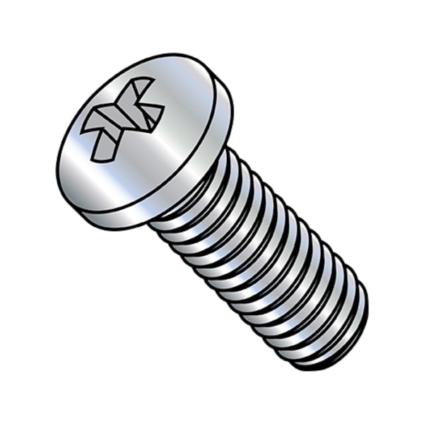M6-1.00 x 8 mm Phillips Pan Machine Screw, Zinc Plated Steel, 1200 PK