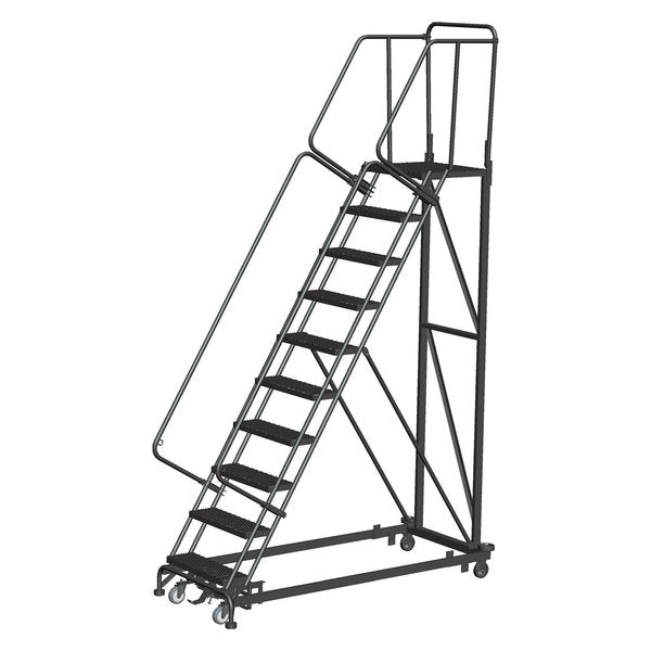 Safety Rolling Ladder, Steel, 100 in.H