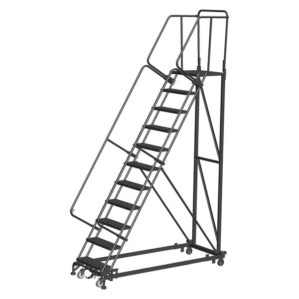 Safety Rolling Ladder, Steel, 110 in.H