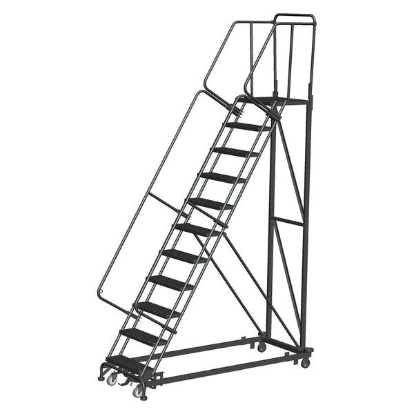 Safety Rolling Ladder, Steel, 110 in.H
