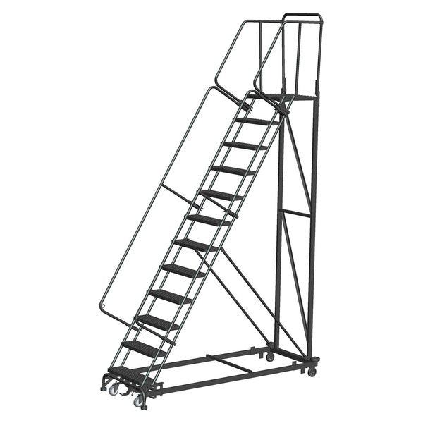 Safety Rolling Ladder, Steel, 120 in.H