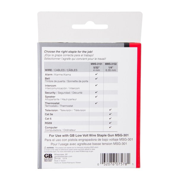 Low Volt Metal Staple, Refill, 1/4
