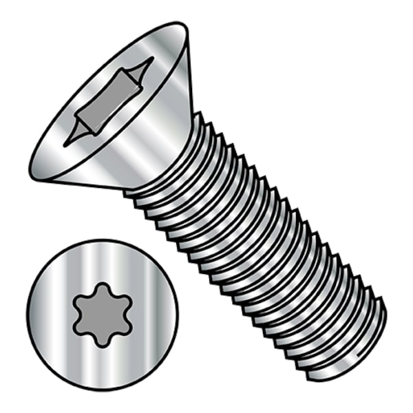 M8-1.25 x 30 mm Torx Flat Machine Screw, Plain Steel, 250 PK