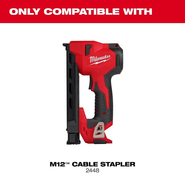 Insulated Cable Staples for M12 Cable Stapler, 1 in Ht, 3/4 in Wd, 14 ga, Steel, 600 PK