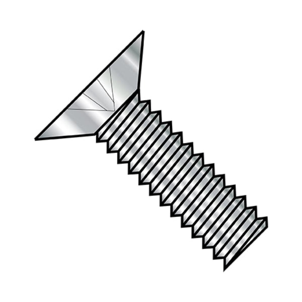 #10-24 x 7/8 in Phillips Flat Machine Screw, Plain Steel, 2000 PK