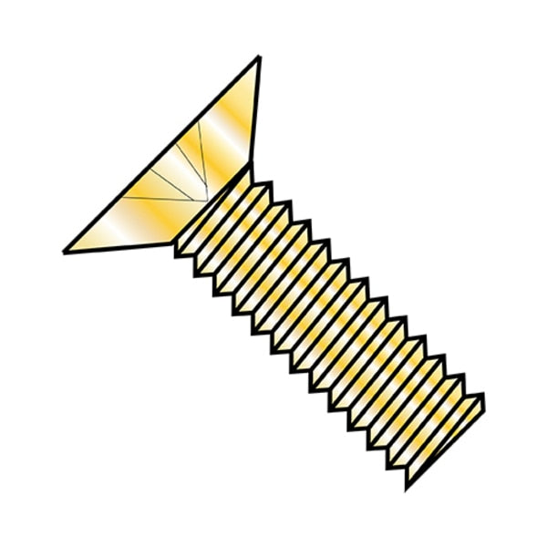 #6-32 x 1/4 in Phillips Flat Machine Screw, Zinc Yellow Steel, 10000 PK