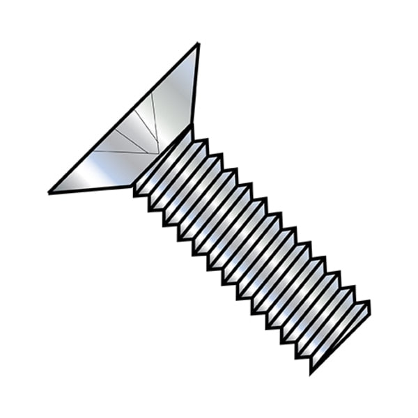 #8-32 x 2 in Phillips Flat Machine Screw, Zinc Plated Steel, 2500 PK
