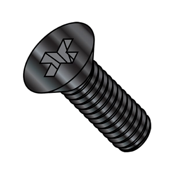 #6-32 x 1/4 in Phillips Flat Machine Screw, Black Oxide Stainless Steel, 6000 PK