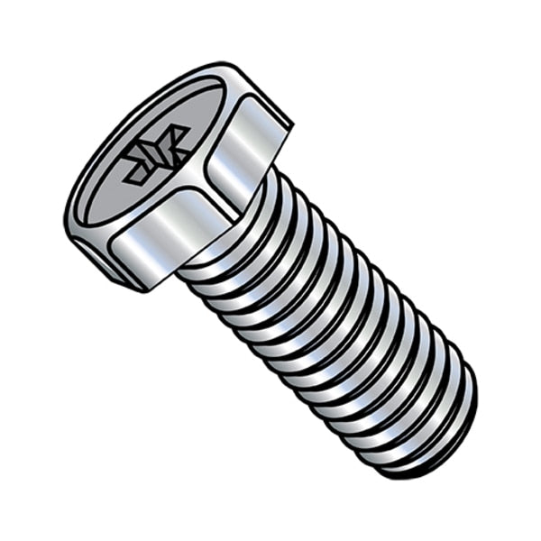#8-32 x 3/8 in Phillips Hex Machine Screw, Zinc Plated Steel, 10000 PK