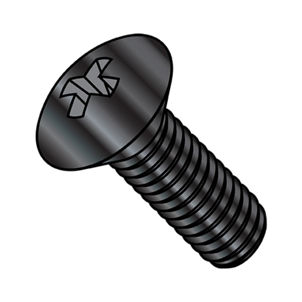 #10-32 x 1/2 in Phillips Oval Machine Screw, Zinc Black Steel, 8000 PK