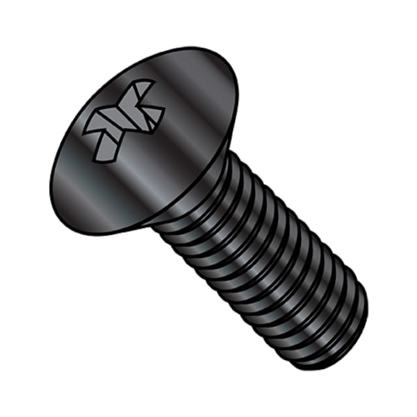 #8-32 x 2-1/2 in Phillips Oval Machine Screw, Black Oxide Steel, 1500 PK