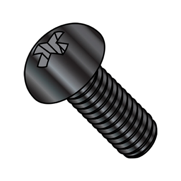 #4-40 x 1/2 in Phillips Round Machine Screw, Black Oxide Steel, 10000 PK