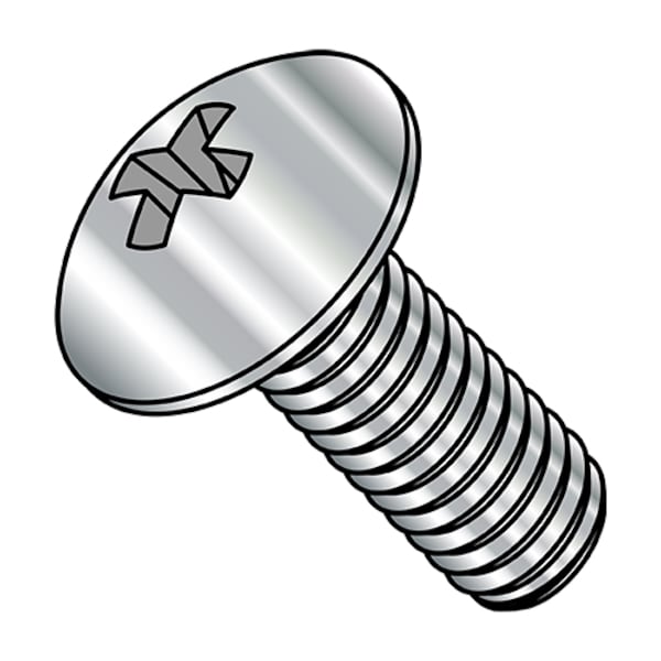 #10-24 x 1-1/4 in Phillips Truss Machine Screw, Plain Steel, 2000 PK