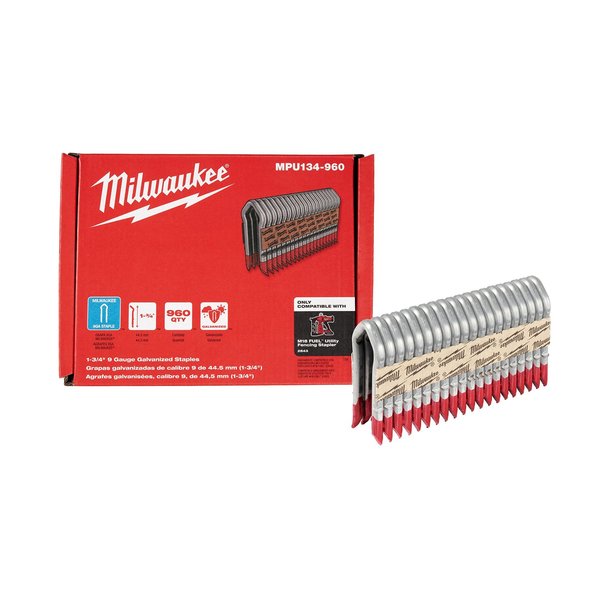 Cable Staples, 9 ga, Diamond Crown, 1-3/4 in Leg L, Aluminum, 960 PK