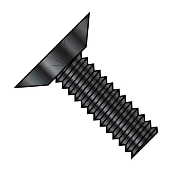 #8-32 x 3/8 in Phillips Flat Machine Screw, Zinc Black Steel, 10000 PK