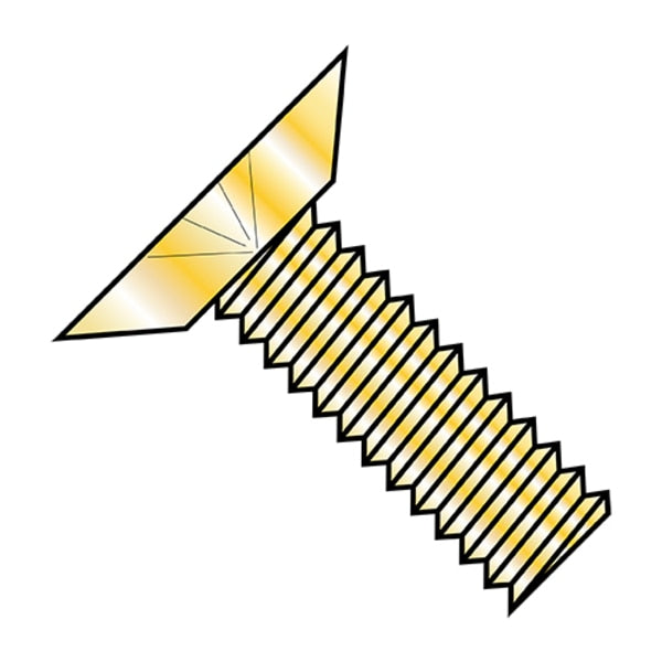 #6-32 x 1/4 in Phillips Flat Machine Screw, Zinc Yellow Steel, 10000 PK