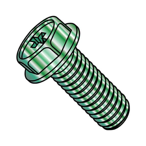 #10-32 x 3/8 in Phillips Hex Machine Screw, Zinc Plated Steel, 7000 PK