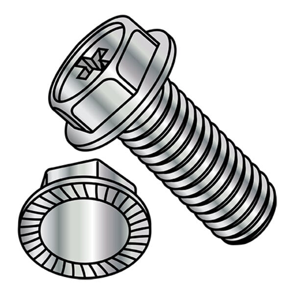 #6-32 x 5/16 in Phillips Hex Machine Screw, Nickel Plated Steel, 10000 PK