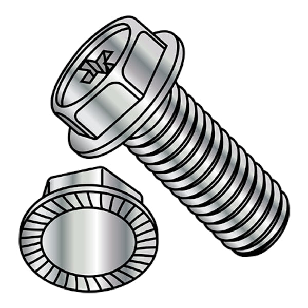 #6-32 x 3/8 in Phillips Hex Machine Screw, Nickel Plated Steel, 10000 PK