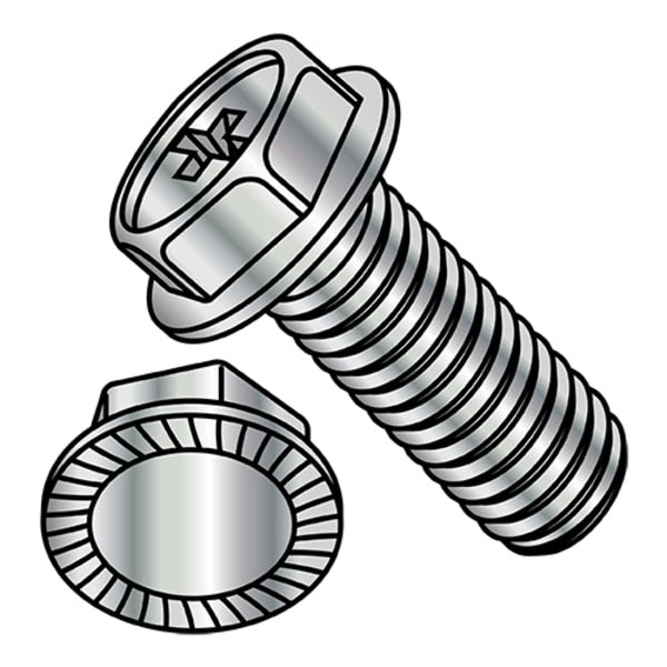 #4-40 x 5/16 in Phillips Hex Machine Screw, Nickel Plated Steel, 10000 PK