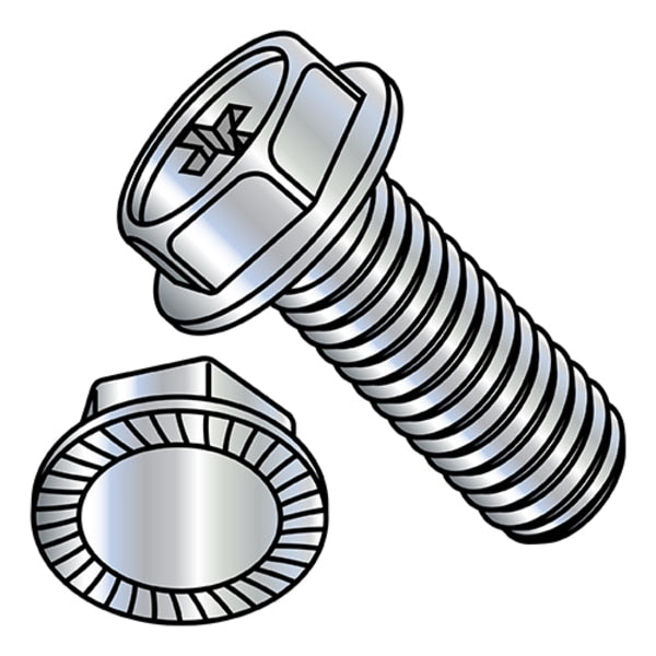 #8-32 x 3/8 in Phillips Hex Machine Screw, Zinc Plated Steel, 10000 PK