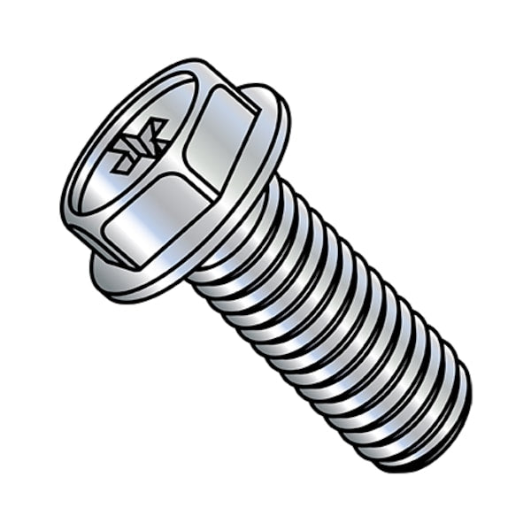 #8-32 x 3/8 in Phillips Hex Machine Screw, Zinc Plated Steel, 10000 PK