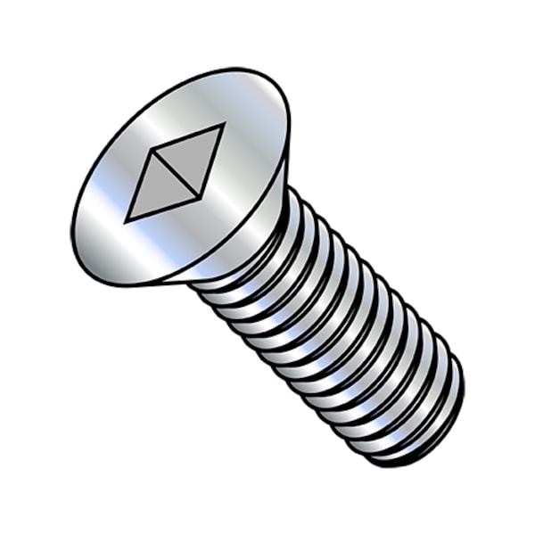 #10-24 x 1-1/4 in Square Flat Machine Screw, Zinc Plated Steel, 4000 PK
