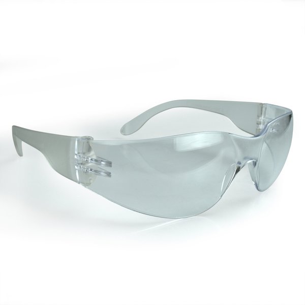 Safety Glasses, Wraparound Clear Polycarbonate Lens, Uncoated