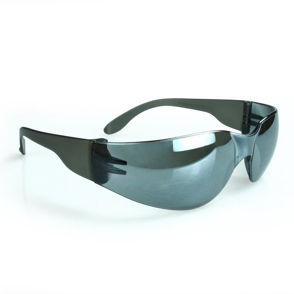 Safety Glasses, Wraparound Silver Mirror Polycarbonate Lens, Scratch-Resistant