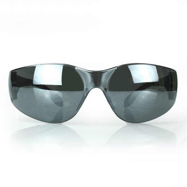 Safety Glasses, Wraparound Silver Mirror Polycarbonate Lens, Scratch-Resistant