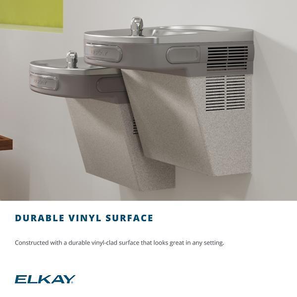 Single Drinking Fountain, On-Wall, Non-Filtered, Refrigerated, Front Pushbar, 19-7/8 in H, Gray