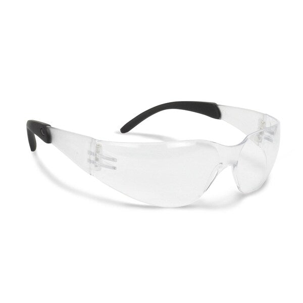 Safety Glasses, Wraparound Clear Polycarbonate Lens, Uncoated