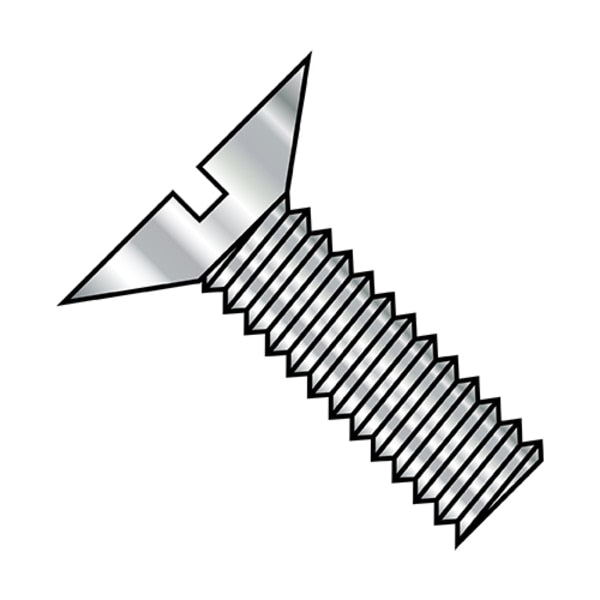 #6-32 x 1/2 in Slotted Flat Machine Screw, Plain Stainless Steel, 5000 PK
