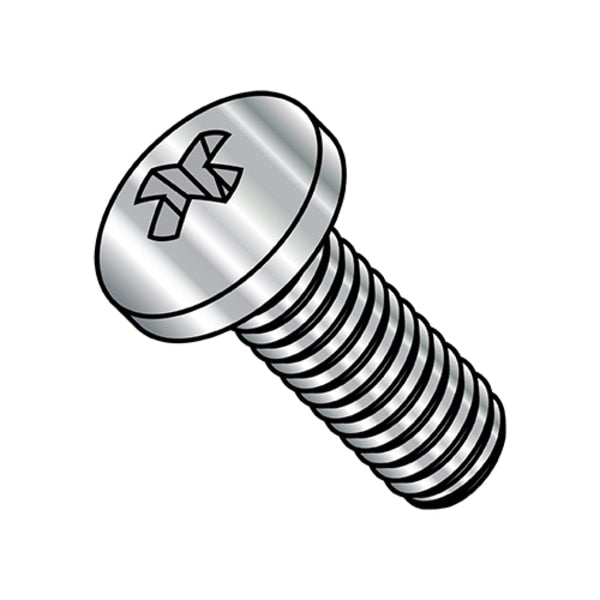 #6-32 x 3/4 in Phillips Pan Machine Screw, Plain Steel, 2000 PK