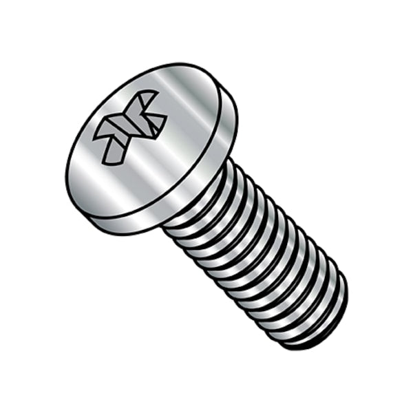 #6-32 x 1-3/4 in Phillips Pan Machine Screw, Plain Steel, 1000 PK