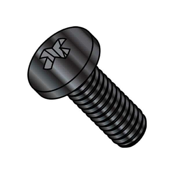 #6-32 x 3/16 in Phillips Pan Machine Screw, Black Oxide Steel, 2000 PK