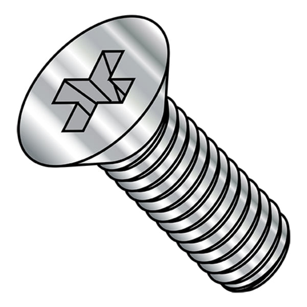 #6-32 x 5/8 in Phillips Flat Machine Screw, Plain Stainless Steel, 3000 PK
