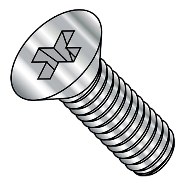 #6-32 x 1/4 in Phillips Flat Machine Screw, Plain Stainless Steel, 3000 PK