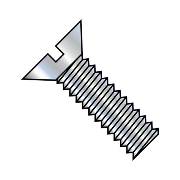 #12-24 x 2 in Slotted Flat Machine Screw, Zinc Plated Steel, 1500 PK