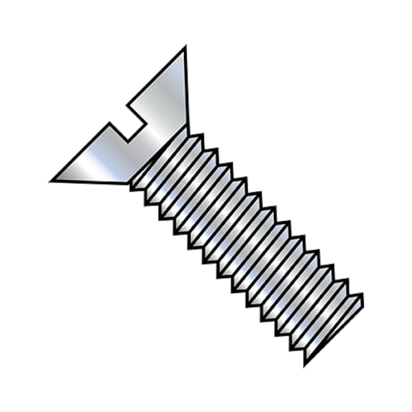#6-32 x 2 in Slotted Flat Machine Screw, Zinc Plated Steel, 4000 PK