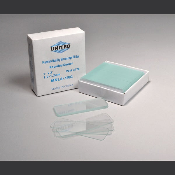 Microscope Slides, Glass, Plain, Rounded