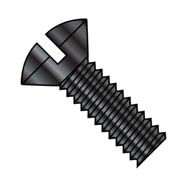 #6-32 x 3/4 in Slotted Oval Machine Screw, Black Oxide Steel, 10000 PK