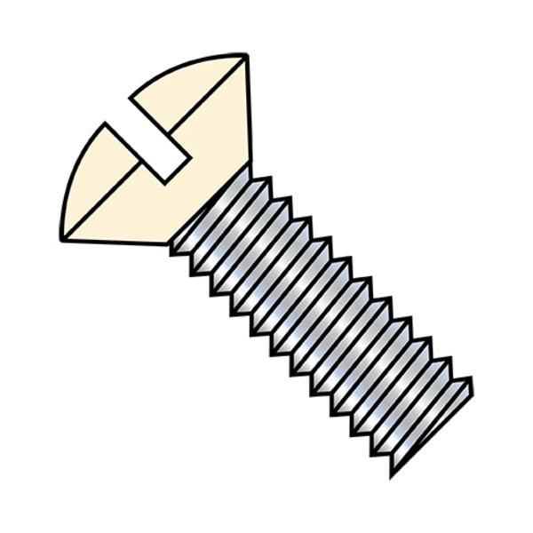#6-32 x 1 in Slotted Oval Machine Screw, Zinc Plated Steel, 9000 PK