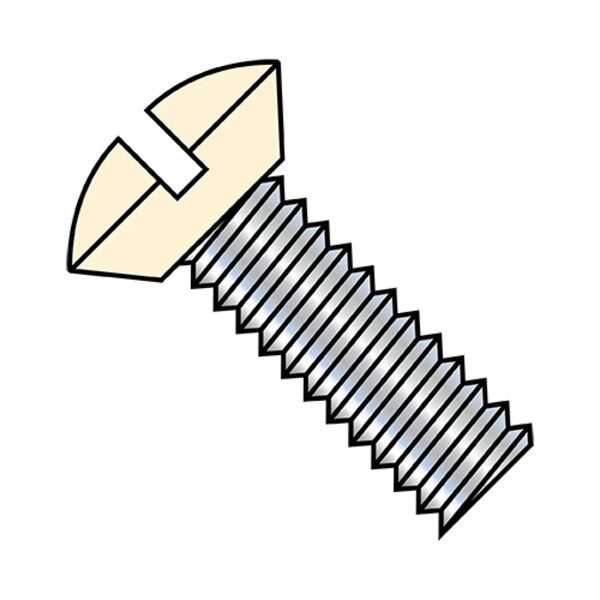 #6-32 x 3/8 in Slotted Oval Machine Screw, Zinc Plated Steel, 10000 PK