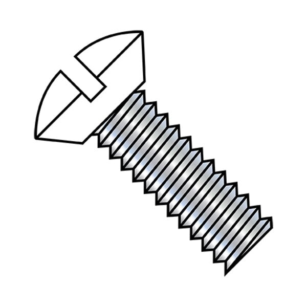 #6-32 x 5/16 in Slotted Oval Machine Screw, Zinc Plated Steel, 10000 PK