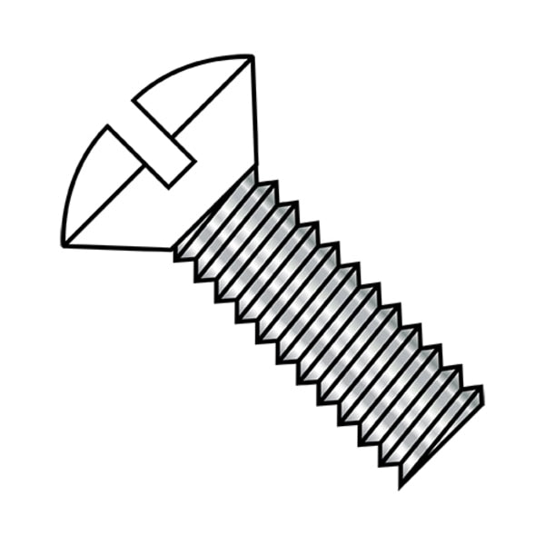 #6-32 x 3/4 in Slotted Oval Machine Screw, Zinc Plated Steel, 10000 PK