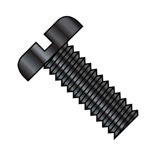 #8-32 x 3/8 in Slotted Pan Machine Screw, Black Oxide Steel, 10000 PK