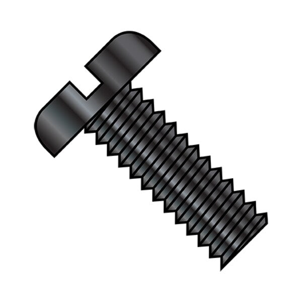 #4-40 x 7/8 in Slotted Pan Machine Screw, Black Oxide Steel, 10000 PK