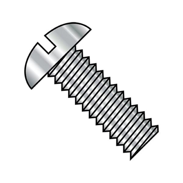 #10-24 x 2-1/2 in Slotted Round Machine Screw, Plain Steel, 1000 PK